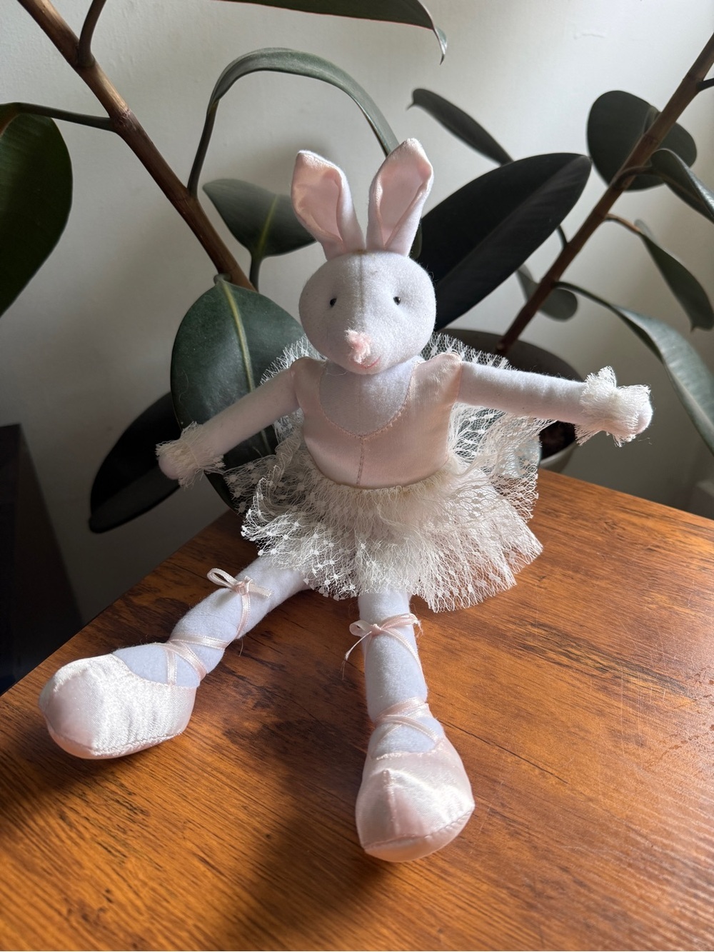 Vintage Plush Ballerina Mouse Doll White Soft Toy Pink Satin Leotard Lace Tutu